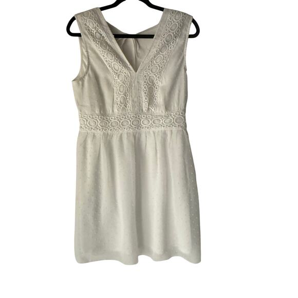 Kings Road White Eyelet Lace Sleeveless Dress PL Petite Large‎ 35” Length Boho - Picture 1 of 10